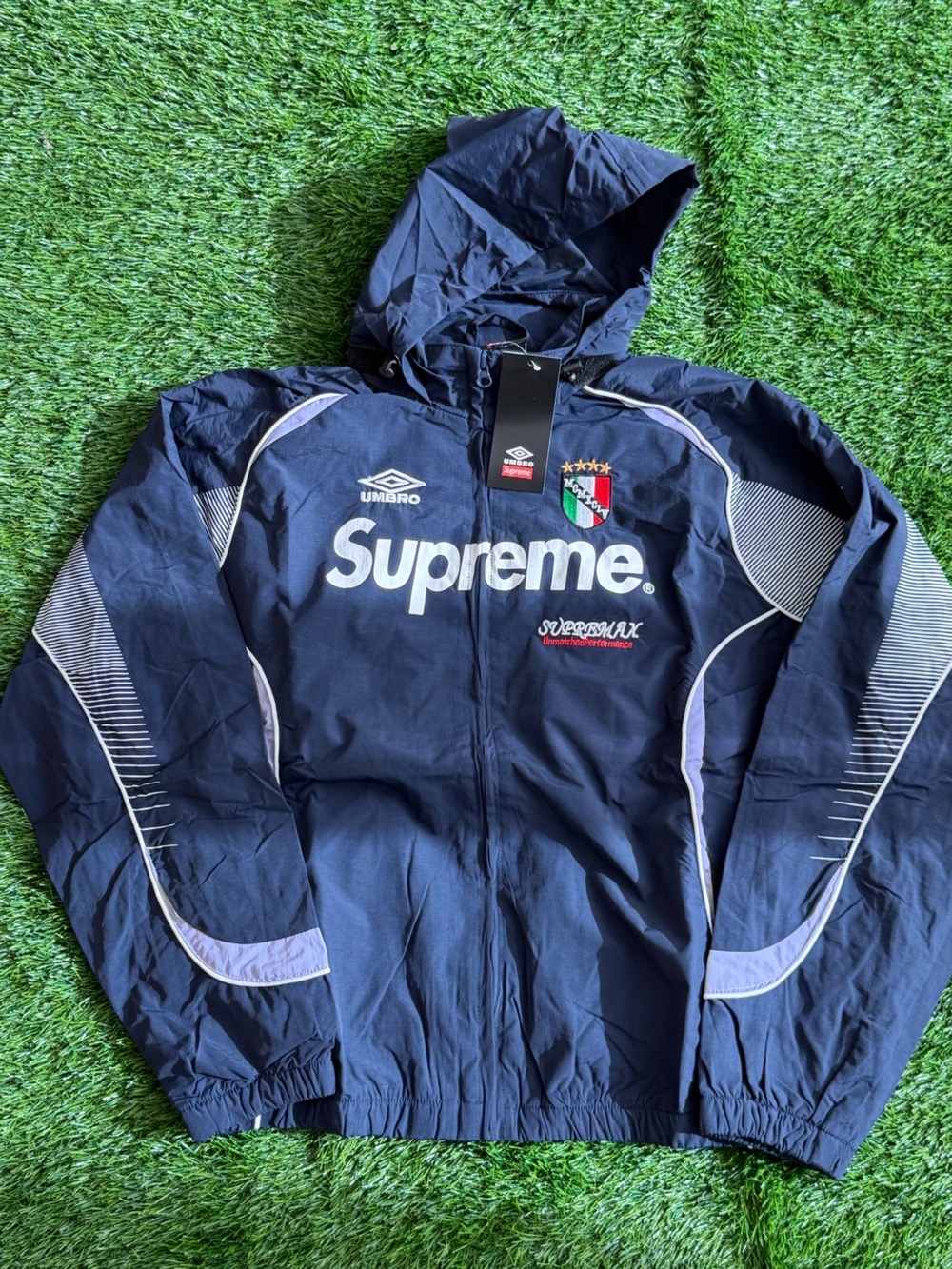 Supreme Navy Umbro Collaboration Hooded Windbreaker Jacket